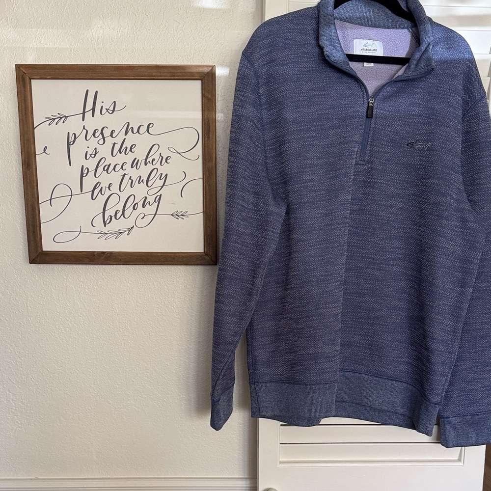 Greg Norman Collection Men's Heathered Navy Zip-Up Sweater